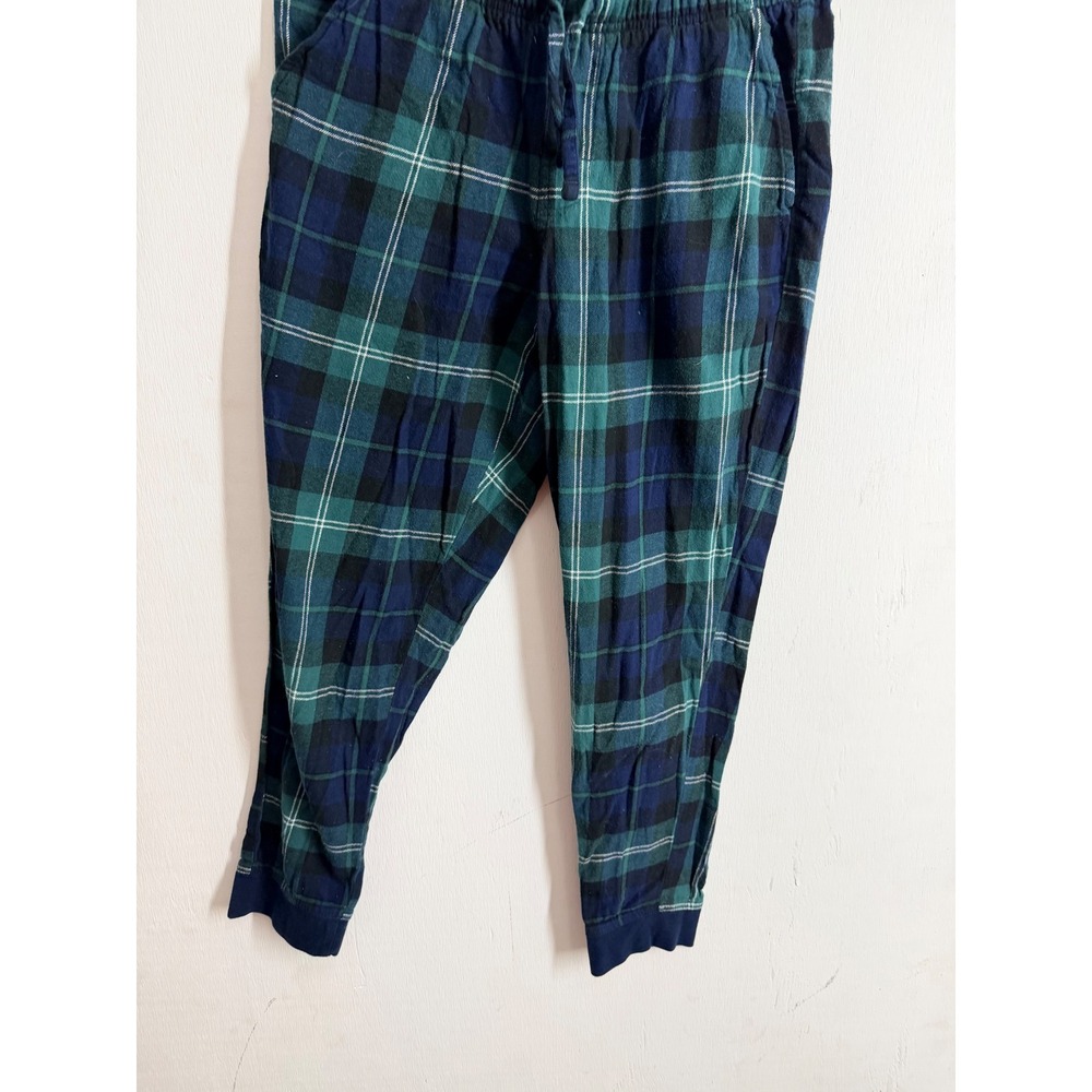 Old Navy Green Blue Plaid Flannel Pajama Jogger Pants Women Small Black Watch